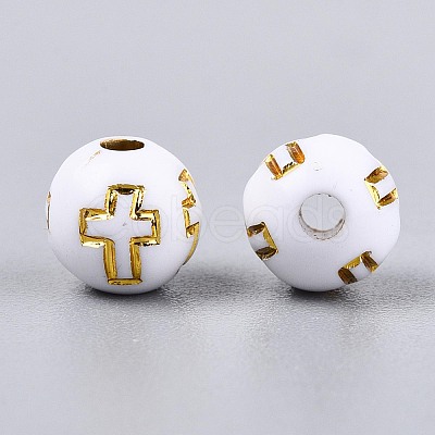800Pcs Plating Acrylic Beads PACR-PA0001-06B-1