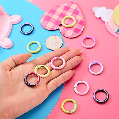 15Pcs Spray Paint Alloy Spring Gate Rings FIND-TA0010-92-1