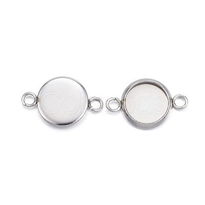 Tarnish Resistant 304 Stainless Steel Cabochon Connector Settings STAS-G127-14-8mm-P-1