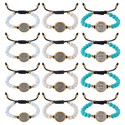 12Pcs 3 Colors Alloy Link Bracelets BJEW-GO0001-42-1