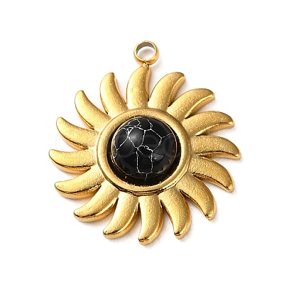 Synthetic Turquoise Dyed Sun Pendants STAS-P328-05G-02-1