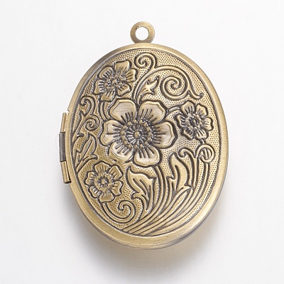 Brass Locket Pendants X-KK-N0116-048AB-1