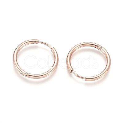 Ion Plating(IP) 304 Stainless Steel Huggie Hoop Earrings EJEW-F111A-20mm-RG-1
