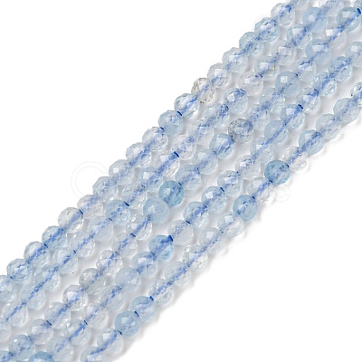 Grade A Natural Aquamarine Beads Strands G-E411-19F-2mm-1