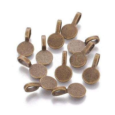 Tibetan Style Alloy Glue On Flat Pad Pendant Bails TIBEP-1124-AB-FF-1