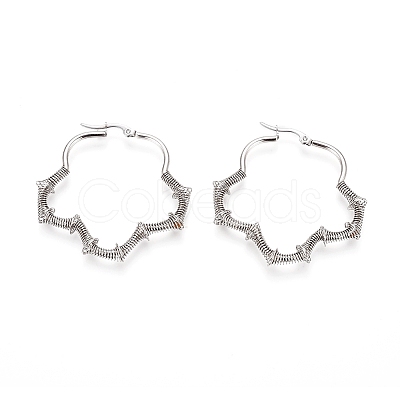 Non-Tarnish Long-Lasting Plated 304 Stainless Steel Wire Wrapped Hoop Earrings EJEW-D250-03A-P-1
