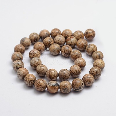 Round Natural Picture Jasper Bead Strands X-G-L419-89-1