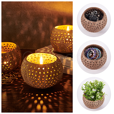 Hollow out Coconut Shell Candle Cup DIY-WH0260-82-1