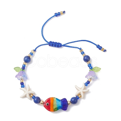 Glass Braided Beaded Bracelets BJEW-MZ00301-02-1