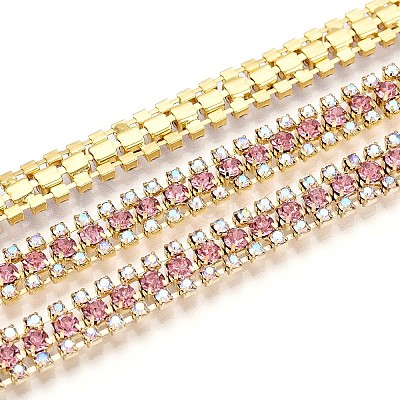 Iron Rhinestone Cup Chains CH-T006-04G-11-1