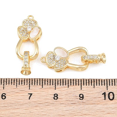 Brass Micro Pave Clear Cubic Zirconia Fold Oval Clasp KK-CBABC34-04G-1