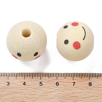 Printed Schima Wood European Beads WOOD-G023-14A-1
