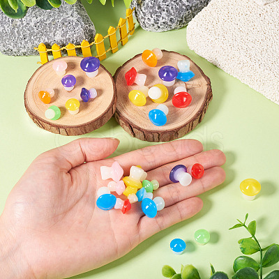 30Pcs 2 Styles Luminous Resin Mushroom Ornament RESI-TA0004-04B-1