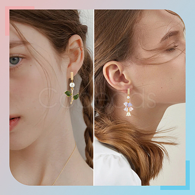 20Pcs Brass Stud Earrings Findings KK-SC0006-04-1