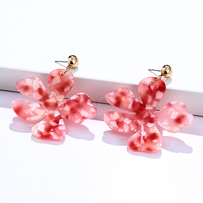 Alloy & Acrylic Dangle Stud Earrings FS-WG0D14E-01-1