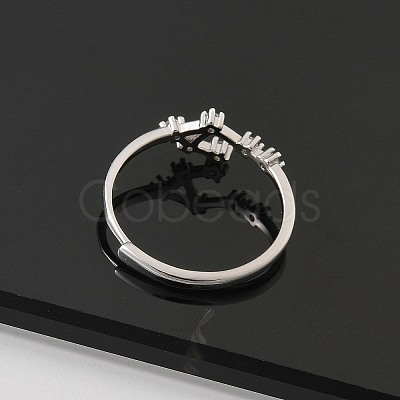 Constellations Rhodium Plated 925 Sterling Silver Micro Pave Clear Cubic Zirconia Adjustable Rings for Women RJEW-P130-01P-J-1