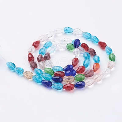 1 Strand Faceted Teardrop Glass Beads Strands X-EGLA-E010-8x12mm-03-1