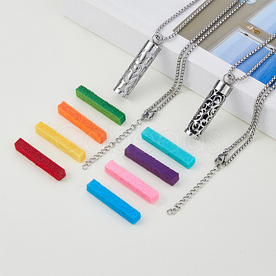 2Sets 2 Styles Hollow Perfume Bottle Pendant Necklaces NJEW-FI0001-64-1