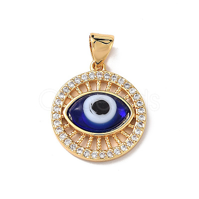 Lampwork Evil Eye Pendants with Clear Cubic Zirconia ZIRC-L102-11G-04-1