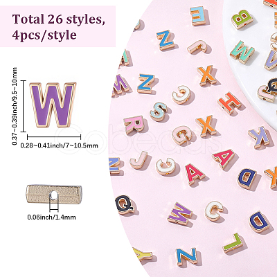 4 Bags Alloy Enamel Alphabet Beads ENAM-SC0007-70-1