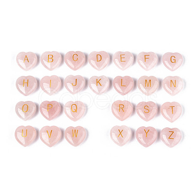 26Pcs 26 Styles Natural Rose Quartz Heart Beads G-T144-A03-1
