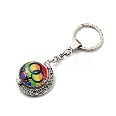 Pride Rainbow Alloy Glass Keychain KEYC-E036-02P-03-1