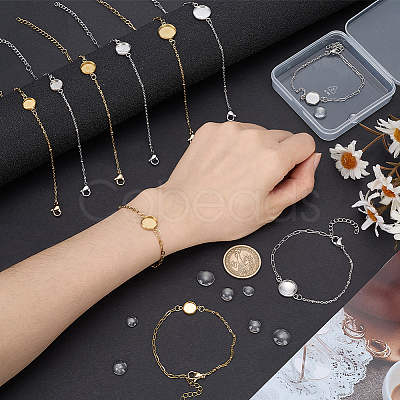 12Pcs 6 Styles 304 Stainless Steel Paperclip Chain Satellite Chain Bracelet Making BJEW-SP0001-28-1