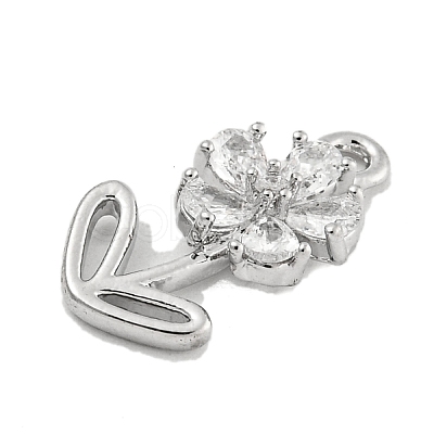 Brass Micro Pave Clear Cubic Zirconia Pendants KK-U015-09P-1
