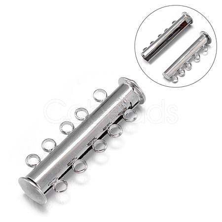 5-Strands 10-Holes Tube Brass Magnetic Slide Lock Clasps X-KK-D475-P-NF-1