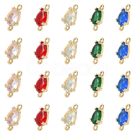 10Pcs 5 Colors Transparent Glass Links/Connectors GLAA-YW0004-42-1