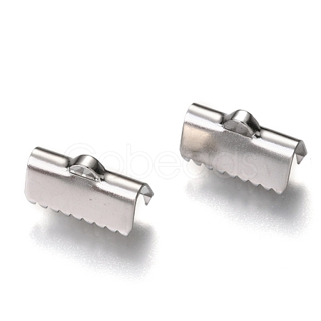 Non-Tarnish 304 Stainless Steel Ribbon Crimp Ends STAS-C018-22P-03-1