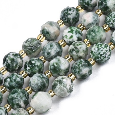 Natural Green Spot Jasper Beads Strands G-N326-100-07-1