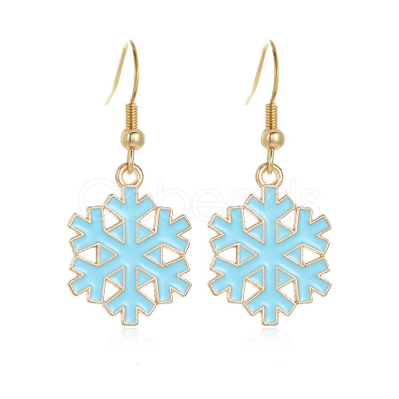 Snowflake Alloy Enamel Dangle Earrings FS-WGD9918-08-1