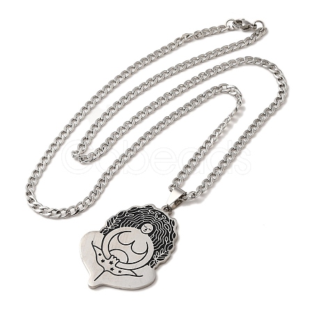 Yoga Theme 201 Stainless Steel Enamel Pendant Necklaces LS-NJEW-D066-07A-P-1