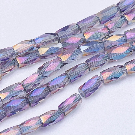 Electroplate Transparent Glass Beads Strands EGLA-E046-D01-1
