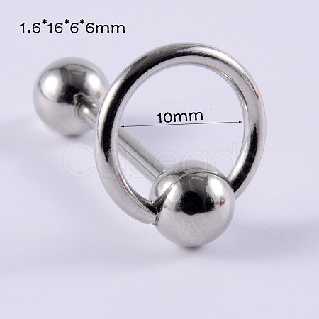 Circle Ring 304 Stainless Steel Straight Barbell 15 Gauge Piercing Tongue Rings for Women Men WG8A634-02-1
