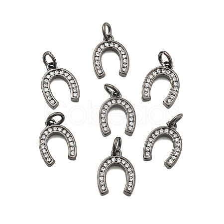 CZ Brass Micro Pave Cubic Zirconia Horse Shoe Charms LS-ZIRC-L018-13B-1