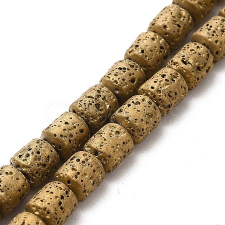 Electroplated Natural Lava Rock Beads Strands G-G984-16B-1