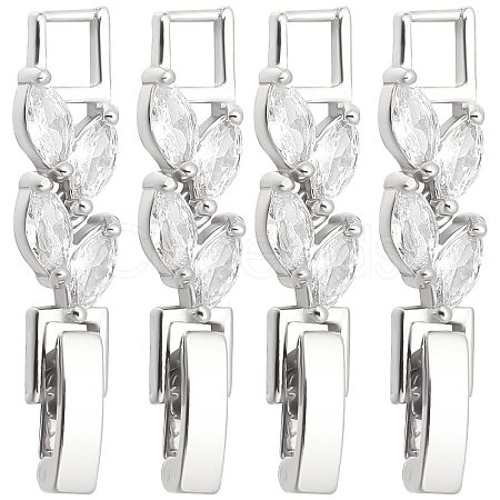 10Pcs Rack Plating Brass Clear Cubic Zirconia Watch Band Clasps KK-SC0003-11P-1