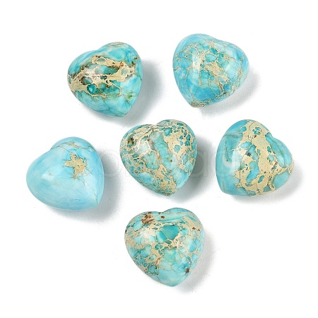 Dyed Natural Imperial Jasper Heart Palm Stone G-Q021-03B-1