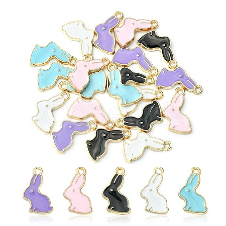 20Pcs 5 Colors Alloy Enamel Pendants ENAM-YW0003-01-1
