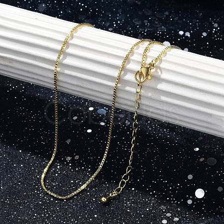 Rack Plating 1MM Brass Box Chain Necklaces for Women LS-NJEW-H049-02G-1