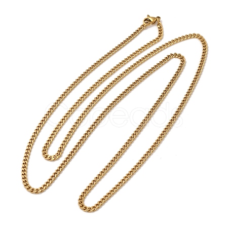 Ion Plating(IP) 304 Stainless Steel Curb Chain Necklaces NJEW-D065-01G-1