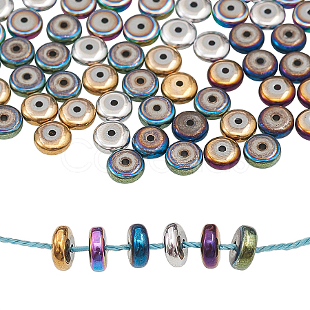 210Pcs 6 Colors PVD Vacuum Plating Non-magnetic Synthetic Hematite Beads G-CJ0001-45-1