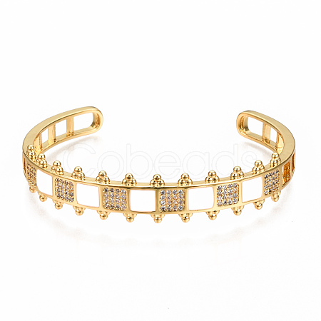 Brass Micro Pave Clear Cubic Zirconia Cuff Bangles BJEW-N302-006H-NF-1