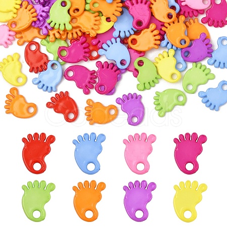 100Pcs Baby Shower Ornaments Acrylic Baby Feet Pendants MACR-YW0004-07-1