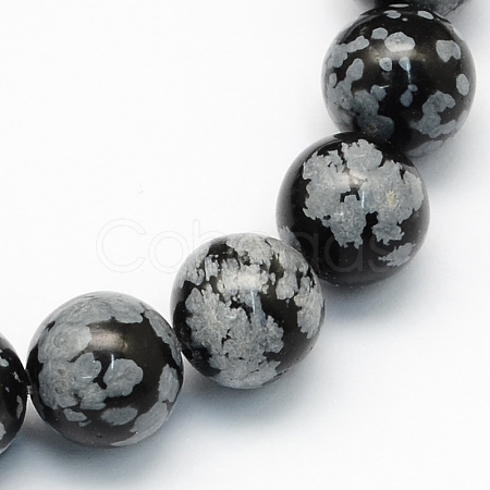 Natural Snowflake Obsidian Round Beads Strands G-S172-8mm-1