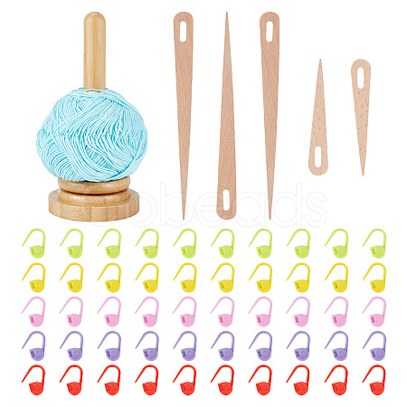 1 Set Wooden Big Eye Knitting Needles DIY-NB0009-58-1