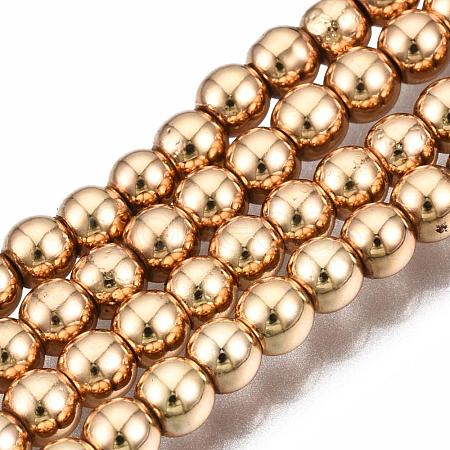 Electroplate Non-magnetic Synthetic Hematite Bead Strands X-G-Q466-3mm-04-1