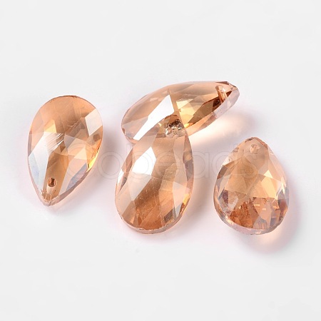 Faceted Teardrop Glass Pendants X-GLAA-O008-B11-1